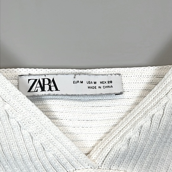 Zara Women’s White Textured Ribbed White Bralette Top Size Medium - Picture 3 of 5